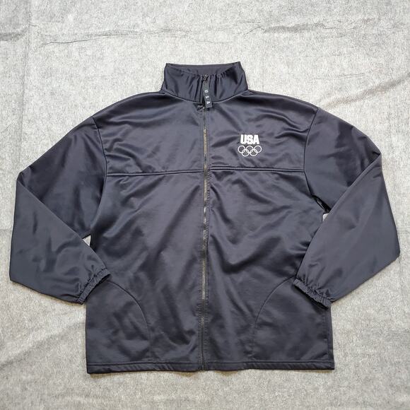 UNITED STATES OLYMPIC COMMITTEE Front Zip Fleece Lined Jacket USA Embroidered XL